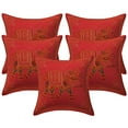 thumbnail image 1 of Stylo Culture Ethnic Chair Seat Throw Pillow Covers 16x16 Gold Thread Embroidered Peach Indian 40cm x 40cm Home Decor Cotton Elephant Square Cushion Covers | Set Of 5, 1 of 3