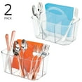 thumbnail image 2 of mDesign Plastic Cutlery Storage Organizer Caddy Bin Tote, Handle, 2 Pack - Clear, 2 of 9