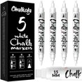thumbnail image 1 of Marcadores de tiza Chalkola 5 blancos con punta doble (1mm, 3mm, 5mm, 15mm), 1 of 8