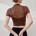 thumbnail image 5 of Blouses pour Femmes, Mode Décontractée, Maille Solide, Coussin de Poitrine Fixe, Sport, Yoga, Col Rond, Manches Courtes, 5 of 5