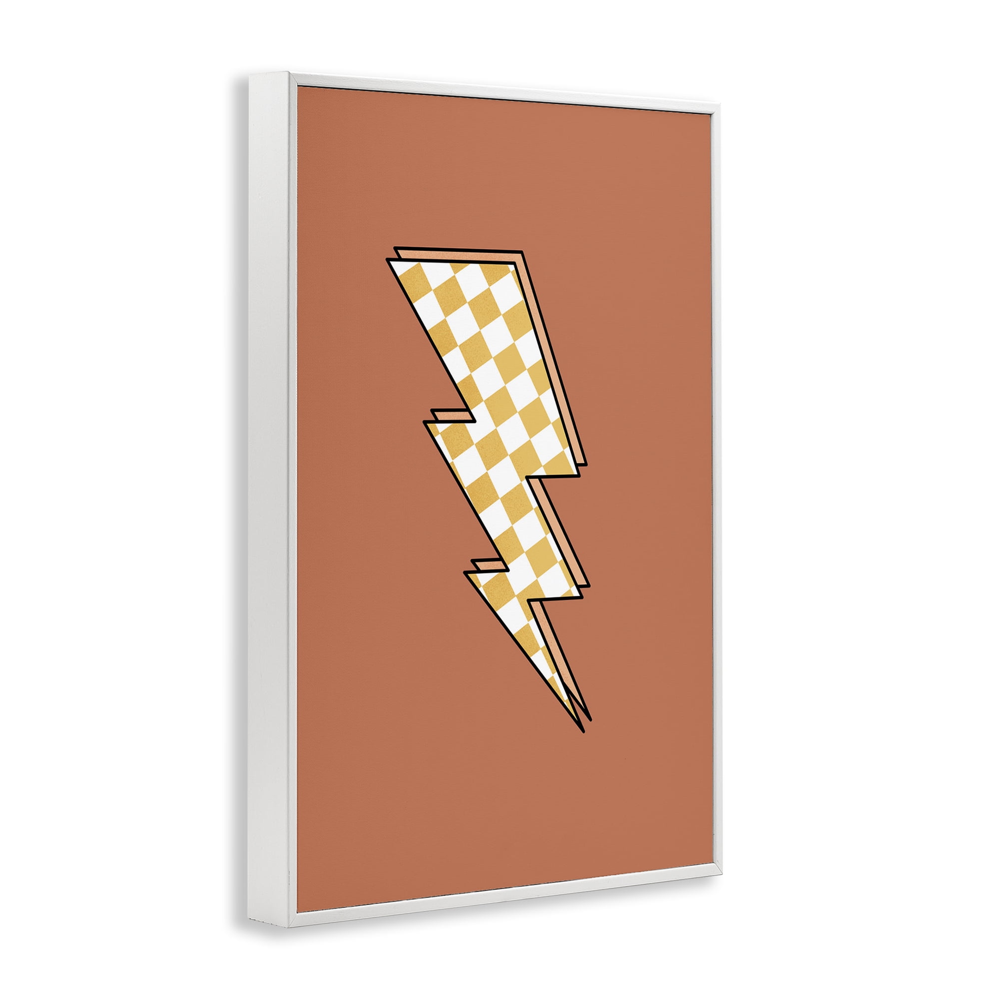 Stupell Industries Checking Lightning Bolt Abstract Painting White Framed Art Print Wall Art, 16 x 24