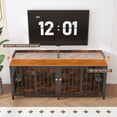 thumbnail image 6 of Frmobepts 78 Inch Double Dog Crate Furniture, Heavy Duty Extra Large Cage Furniture with Divider for 2 Dogs, Decorative Wooden Kennel Furniture Indoor, Metal Pet House for Large and Medium Dogs, 6 of 8