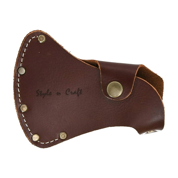 Style n Craft Gaine de Hache pour Sportif, Gaine de Hache en Cuir Pleine Fleur, Gaine de Hache avec Revêtement Sécurisé pour Tête de Hache, Brun Foncé (98026)