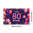 thumbnail image 3 of Happy 80th Birthday Background Banner with Balloons Party Hat and Gift Decors Backdrop for Birthday Party Photography Props Celebration Decorations, 3 of 8