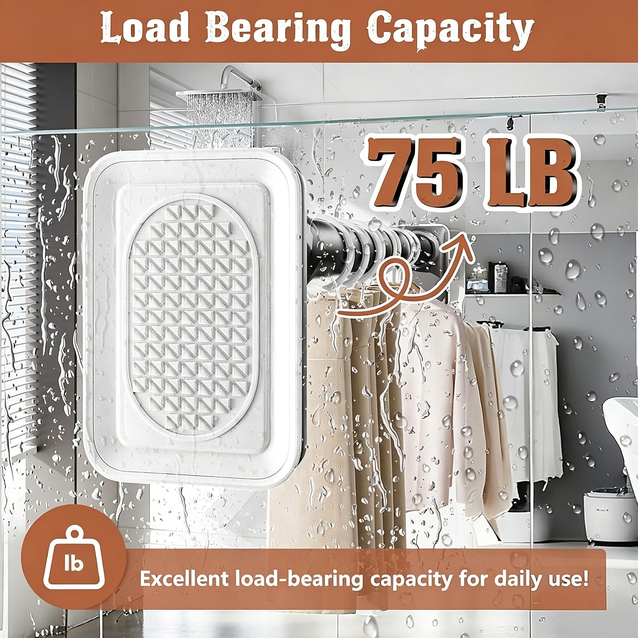 Mxdfafa 40-193in Gray Tension Curtain Rod, Heavy Duty No Drill for Room Divider, Bathroom, Closet & Laundry, Carbon Steel, Rust-Proof