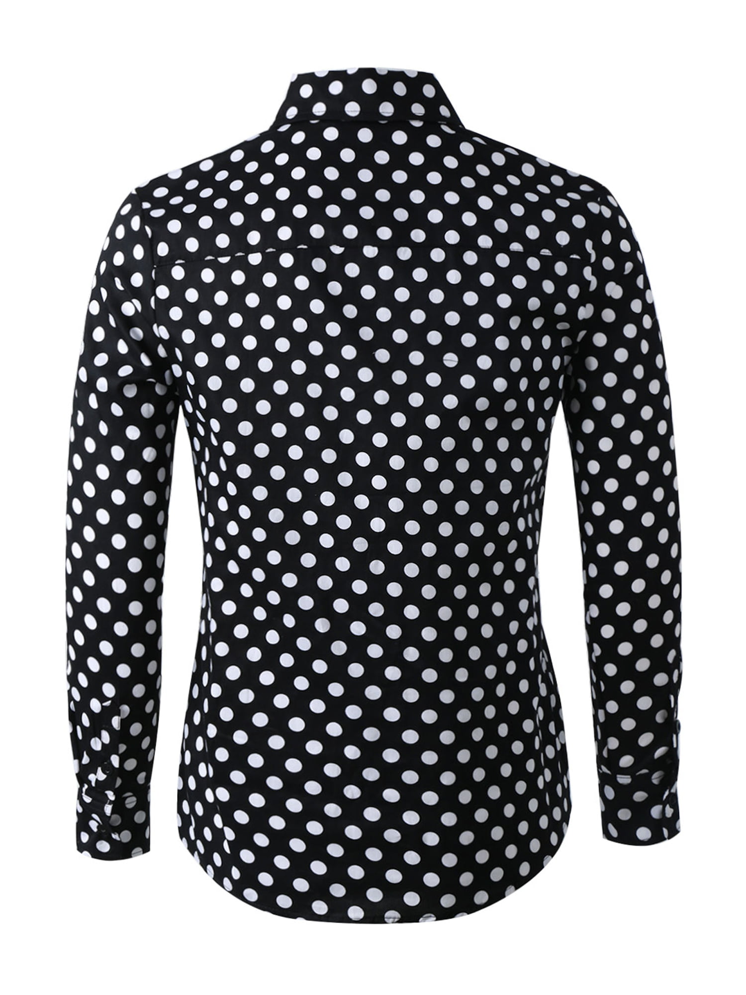 black polka dot dress shirt