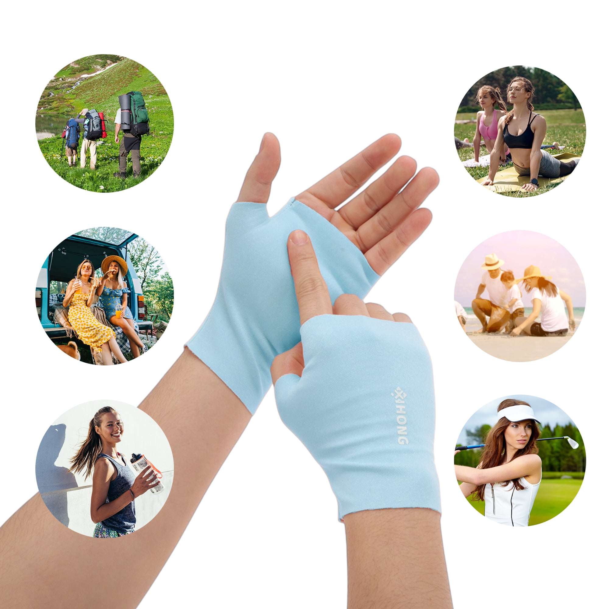 Unique Bargains Elegant Ice-sensing Manicure Gloves 1 Pair Deep Blue