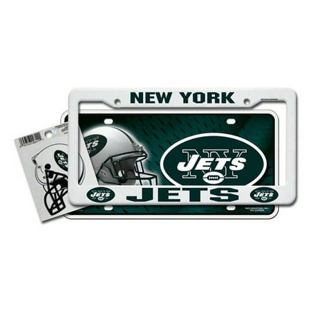 NFL - New York Jets Auto Value Pack: Plastic Auto Frame, Metal Auto Tag, Small Static Cling