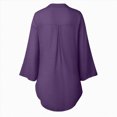 thumbnail image 5 of Kaprioy Womens Casual V Neck 3/4 Sleeve Button Down Shirts High Low Early Fall Fashion Blouse Tops For Women Trendy Oversize Elegant Loose Fit Shirt Long Blouse Casual Tunic Beach Bikini Cover Up, 5 of 6