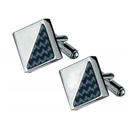 Visol VCUFF903 Moretti Carbon Fiber & Silver Plated Cufflinks