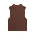 thumbnail image 3 of YHAJDS Ribbed Tank Tops For Women Solid Color Mock Neck Cropped Sleeveless Ribbed Top For Yoga Exercise, 3 of 3