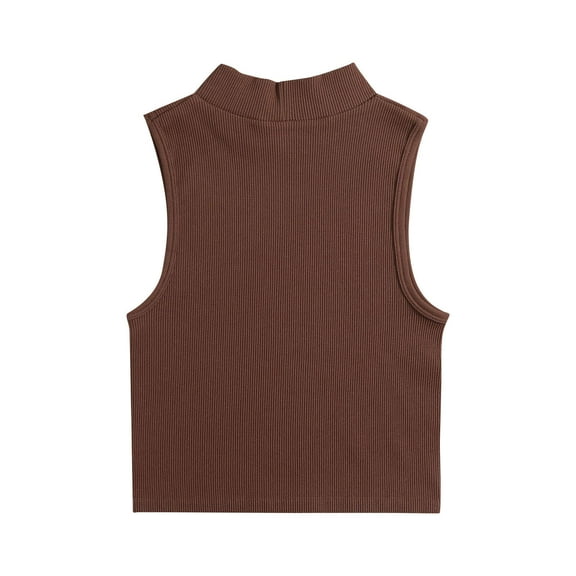 Quinlirra Tank Top For Women Cotton Women's Turtleneck Tight Sleeveless Solid Color Camisoles Sports Yoga Elastic Tank Tops
