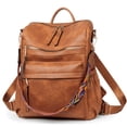 thumbnail image 1 of Dora & Liz - Mochila para mujer, de piel de moda, convertible, para viajes, universidad, con correa colorida, PU Marrón, M, 1 of 5