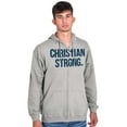 thumbnail image 3 of Christian Strong Religious Faith Zip Up Hoodie Men's Women's Brisco Brands X, 3 of 6