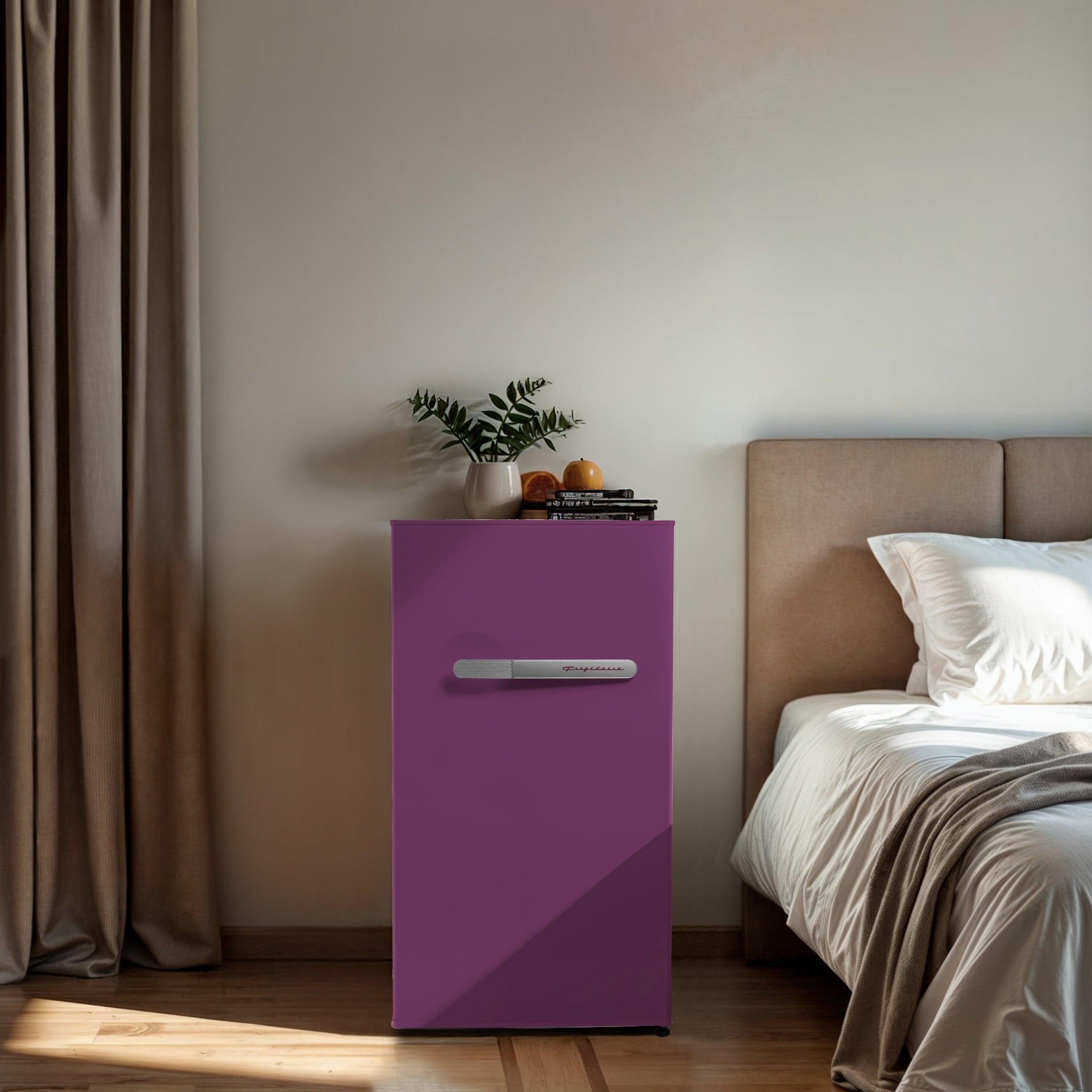 Frigidaire 3.2 Cu. ft. Retro Compact Refrigerator, Mini Fridge with Chiller Compartment, Plum