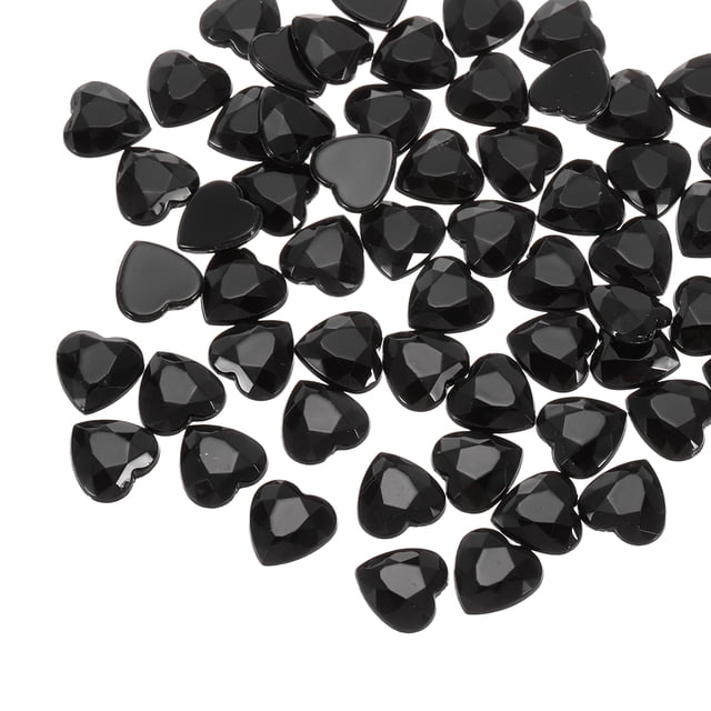 Uxcell 40Pcs Acrílico Corazón Rhinestone 0.47" Pegatinas de Gemas Planas Negras
