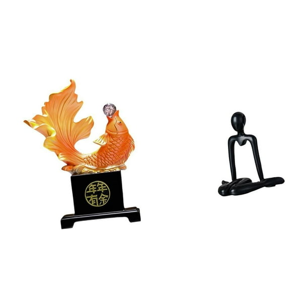 Escultura de pez,Escultura de pez,decoración para el hogar,figurita de carpa,buena suerte,Estatuas decorativas de animales,artesanías de resina modernas,Figura de escritorio,Escultura