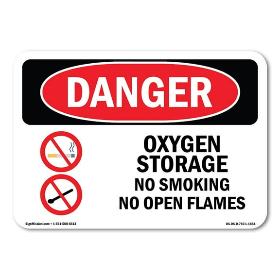 OSHA Danger Sign - Oxygen Storage No Smoking No Open Flames |  Aluminum Sign | Protect Your Business, Construction Site, Shop Area |  Made in The USA