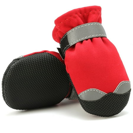 

Dog Shoes Non-Slip Soles Plush Protection Paw Pet Shoes Warm Wear-Resistant Booties For Dog Red 5