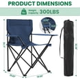 thumbnail image 3 of 2-Pack Foldable Camping Chairs with Cup Holder, 300LB Lawn Portable Folding Chairs for Adults, Lightweight Outdoor Beach Chairs with Carry Bag for Camp, Fishing, Sports (Navy), 3 of 7