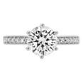 thumbnail image 1 of 1.71 ct Round Cut Genuine Cultured Diamond SI1-SI2 G-H 18K White Gold Promise Wedding Statement Engagement Designer Ring W/ Crystal side stones size 9.5, 1 of 7