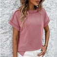 thumbnail image 5 of Tawop T Shirts for Women Womens T Shirts Round Neck Short Sleeve Solid Loose Summer Pink M(Us:6), 5 of 6