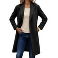 thumbnail image 7 of QQAMB Wool Blend Pea Coats for Women Notched Lapel Collar Single-Breasted Trench Coat Casual Mid Long Overcoat with Pockets Black L, 7 of 7