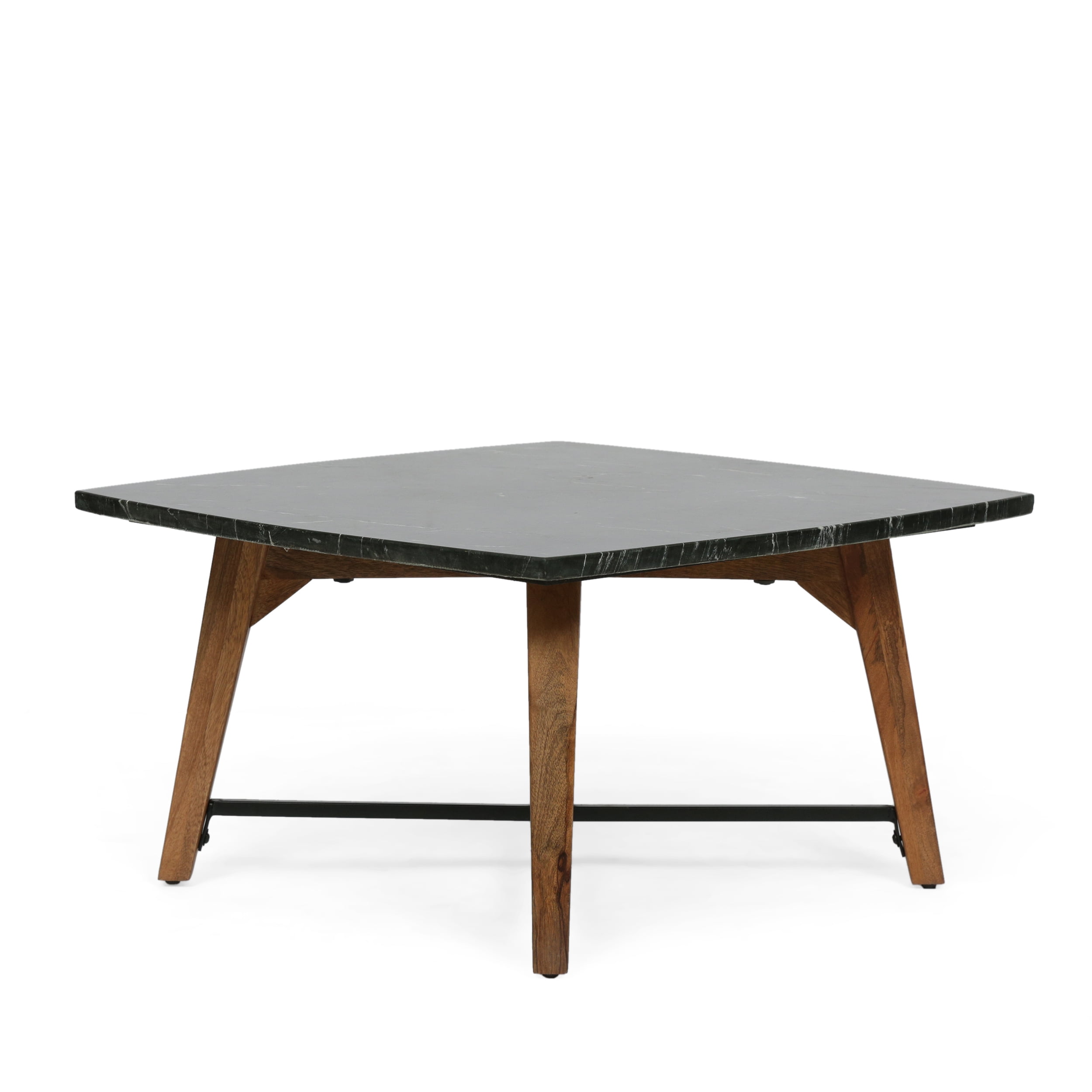 Noble House Lucknow Marble Top Coffee Table, Black and Espresso