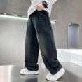 thumbnail image 7 of FYDUU Boys Baggy Jeans Straight Wide Leg Denim Pants Elastic Waist Jeans with Pockets Streetwear Denim Trousers for Children Daily Clothing, 7 of 7