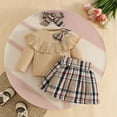 thumbnail image 5 of Zshosam Girls Outfits Fall Toddler Girl Fall Clothes Baby Turtleneck Solid Knitted Pullover Top A-Line Button Mini Skirt Set Girls Oufits Size 2T 3T,(Khaki 2-3 Years), 5 of 6