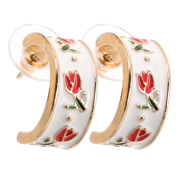1 par de pendientes de aro con forma de tachuela, joyería delicada, elegantes pendientes de flores, joyería para mujer para fiestas y festividades.