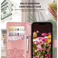 thumbnail image 4 of for iPhone 13 Case Wallet for Women,Flip Folio Cover with Butterfly Embossed PU Leather Stand Card Holder Slots Wrist Strap Protective Phone Case for iPhone 13 (Rose Gold), 4 of 13