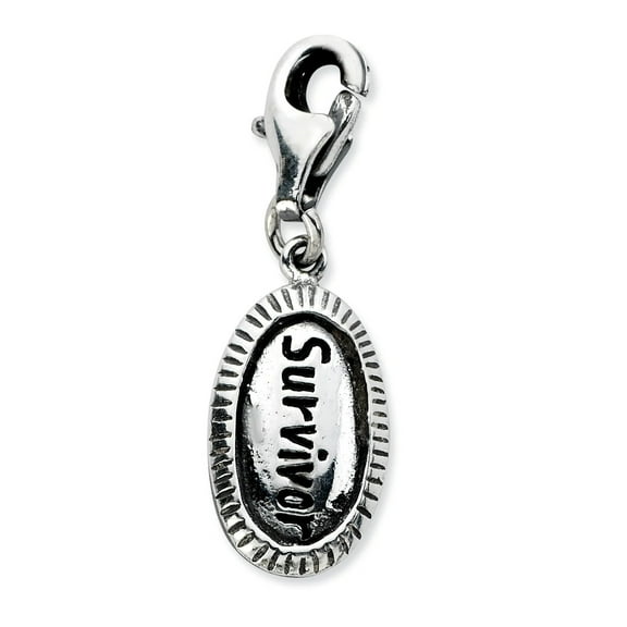 Sterling Silver Antiqued Survivor with Lobster Clasp Charm Female Adult