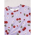 thumbnail image 6 of CCRFTGI Summer Clothes for Child Girls Size 7-8 Two Piece Outfits Cute Preppy Clothing Sets Casual Cherry Print Short Sleeve Tee Top and Waist Shorts Athletic Tracksuit Purple 11-12 Years, 6 of 7