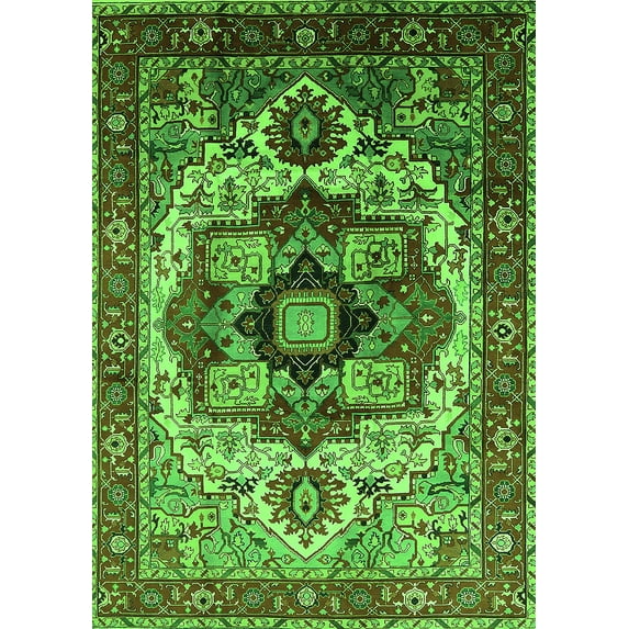 Ahgly Company Indoor Rectangle Oriental Green Industrial Area Rugs, 6' x 9'