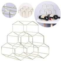 BinKFF Gold Wine Racks Countertop 9 Bottle,Geometric Stainless Steel Wine Bottle Holder,Compact Small Wine Rack for Cabinet Pantry Bar Table No Assembly Required
