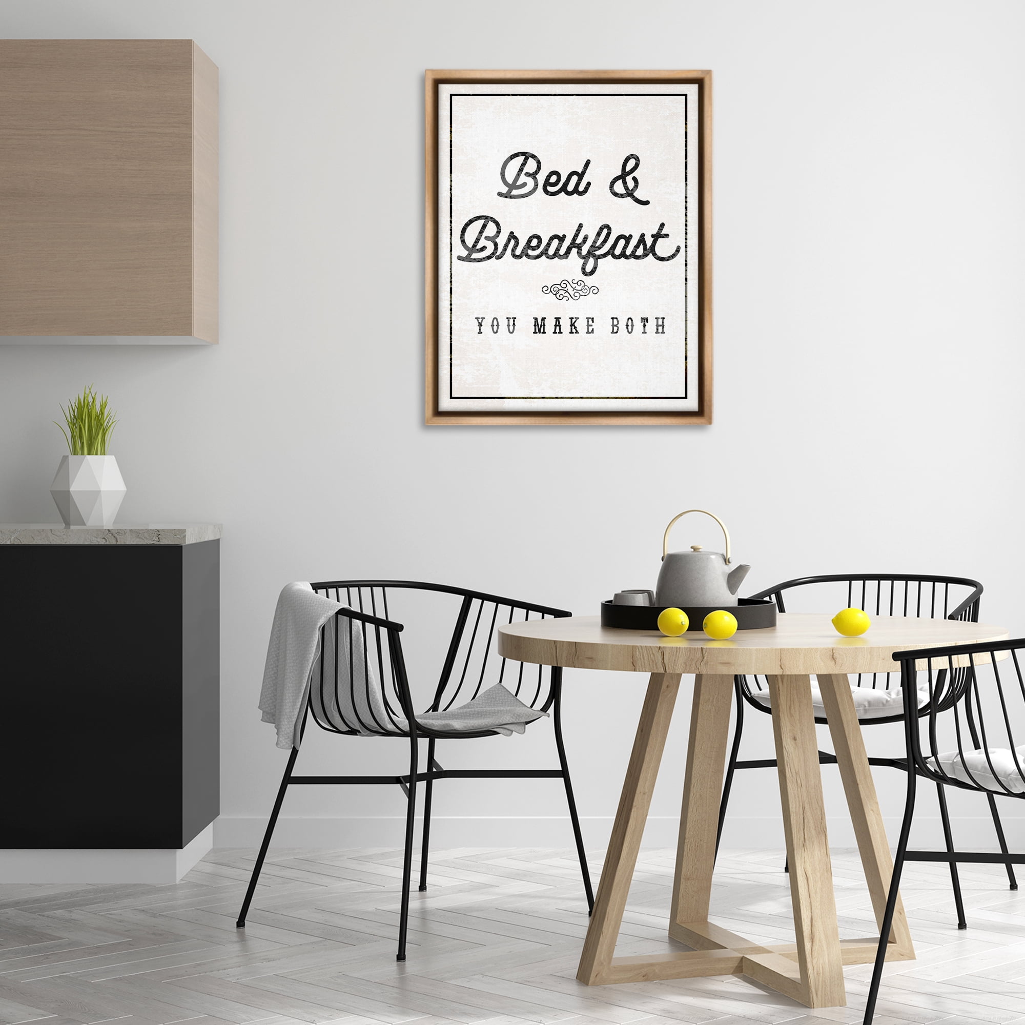Stupell Industries Bed & Breakfast Humor Text & Numbers Painting Brown Floater Framed Canvas Art Print Wall Art, 25 x 31