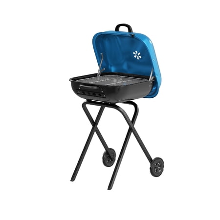 AMERICANA GRILLS AMERICANA WALK-A-BOUT, ORIGINAL SQUARE CHARCOAL GRILL-100% PRE-ASSEMBLED PORTABLE STEEL, BLUE