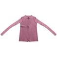 thumbnail image 4 of Women's Double Zip Ribbed Knit Cardigan Tight Fitting Crop Top With Collar, 4 of 4