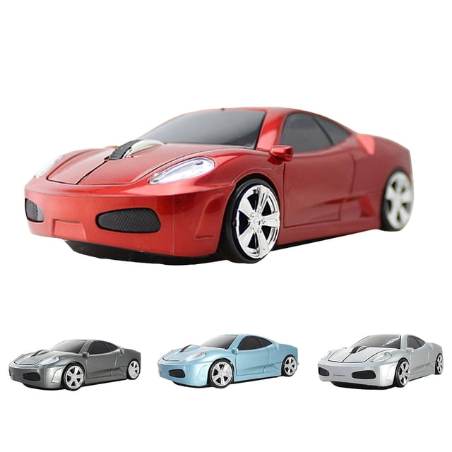 Ratón óptico inalámbrico para juegos SUSUchens de 2,4 GHz y 1600 DPI con USB 2.0 para hombre, con forma de coche deportivo, regalo