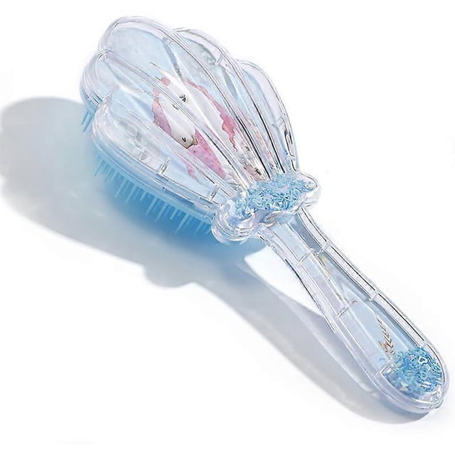 Cepillo desenredante con diseño de unicornio azul brillante para cabello húmedo o seco, elimina suavemente los nudos.