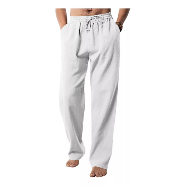Pantalones Casuales De Lino De Algodón Sueltos Para Hombre