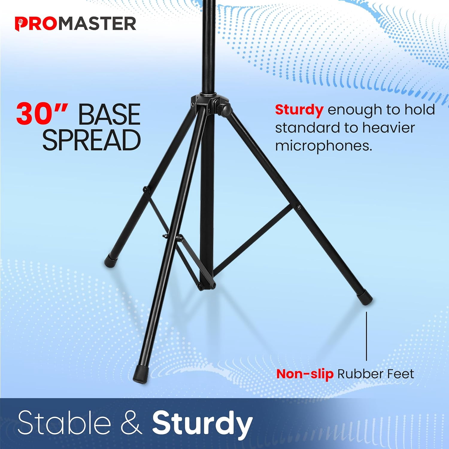 Adjustable Tripod Microphone Stand with Gooseneck Boom Arm and Universal ⅝” Adapter - Professional Audio Gear - Black