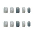 thumbnail image 4 of Fofosbeauty 24pcs Press on False Nail Tips Short Square Full Cover Fake Nails, Square Morandi Cyan, 4 of 8