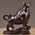 thumbnail image 3 of Ebony wood carved ox ornament, solid wood zodiac ox, symbolizing prosperity and good fortune, a craft item for home use, living room, or office decoration., 3 of 4