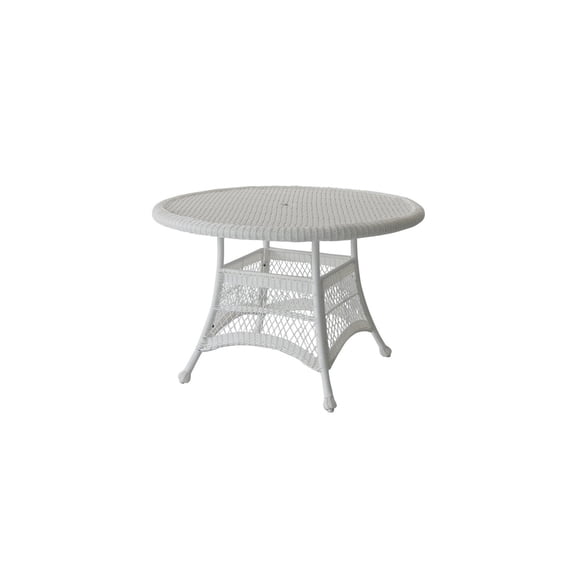White Round Dining Table - 44 Inch Outdoor Resin Table for Patio & Deck