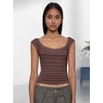 thumbnail image 5 of Women'S Cowl Neck Top Sleeveless Ruched Double Lined Crop Top T Shirts Brown M, 5 of 8