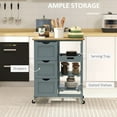 thumbnail image 6 of Xukmct Wood Top Kitchen Island with Shelves and Drawers and Wheels, Rolling Bar Serving Cart for Home, Kithen, Bar, Dining Room, Light Blue, 6 of 10