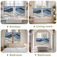 thumbnail image 6 of Blue Beige Ombre Tier Curtains, Geometric Abstract Modern Moire Light Filtering Kitchen Curtains, 2Pcs Rod Pocket Half Window Treatments Panels for Sink Cafe Cabinet Basement 27.5x45 Inches, 6 of 9