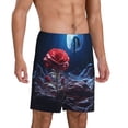 thumbnail image 2 of Sikiie Artistic Moon Rose Mens Pajama Shorts, Lightweight Lounge Pant with Pockets Soft Sleep Pj Shorts for Men, 2 of 6